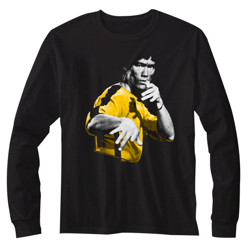 Bruce Lee Hooowah Black Adult Long Sleeve T-Shirt