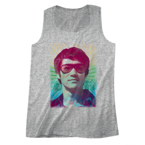 Bruce Lee Rainbow Gray Adult Tank Top T-Shirt