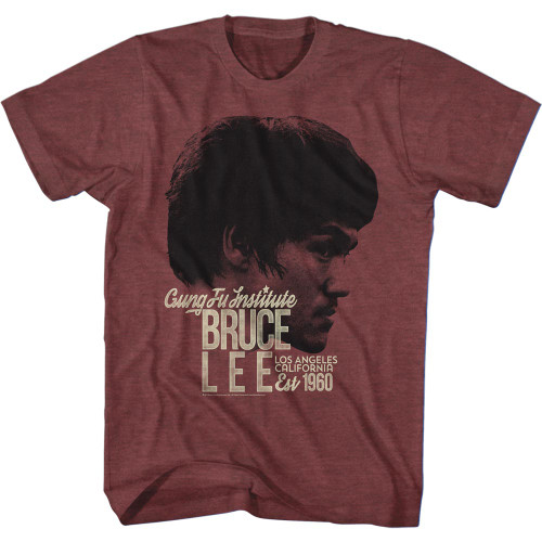 Bruce Lee Established 1960 Vintage Maroon Heather Adult T-Shirt