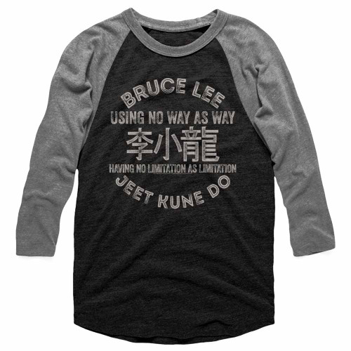 Bruce Lee Symbols Vintage Black/Premium Heather Adult Raglan Baseball T-Shirt