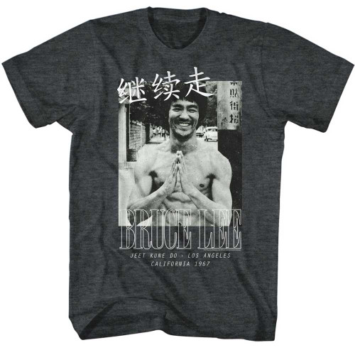 Bruce Lee Bruce Lines Black Heather Adult T-Shirt