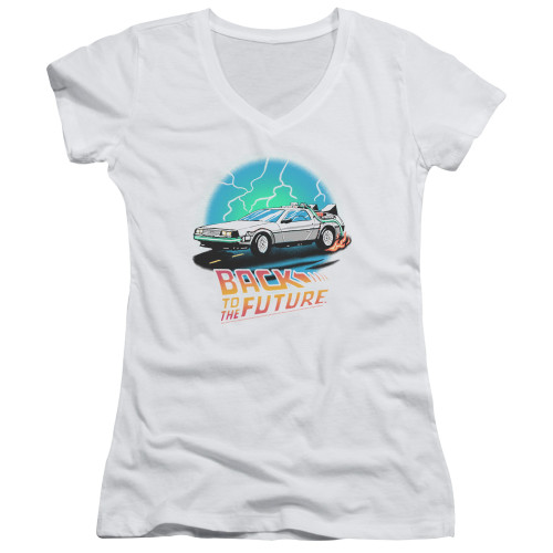 Back To The Future Airbrush Junior Women's T-Shirt V-Neck White