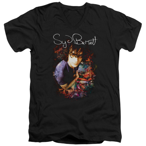 Syd Barrett Pink Floyd Madcap Syd S/S Adult V Neck 30/1 T-Shirt Black