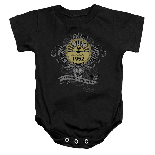 Sun Records Rockin Scrolls Infant Baby Snapsuit Romper Black