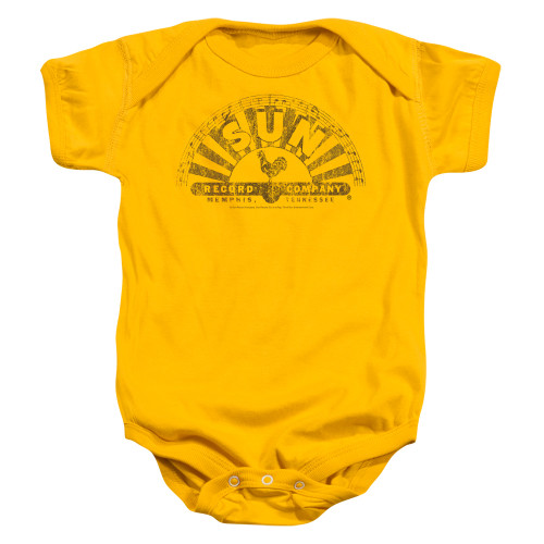 Sun Records Worn Logo Infant Baby Snapsuit Romper Gold