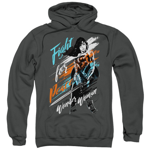 Wonder Woman Movie Fight For Peace Adult Pullover Hoodie Sweatshirt Charcoal