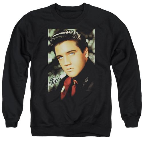 Elvis Presley Red Scarf Adult Crewneck Sweatshirt Black