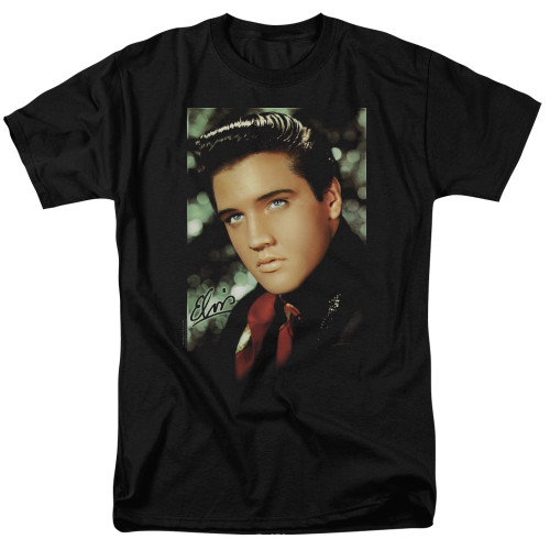 Elvis Presley Red Scarf Adult 18/1 T-Shirt Black