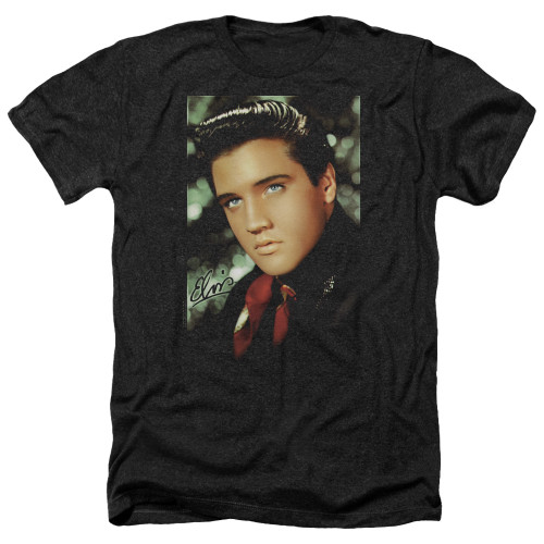 Elvis Presley Red Scarf Adult Heather T-Shirt Black