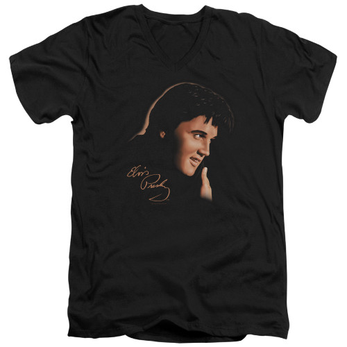 Elvis Presley Warm Portrait Adult V-Neck T-Shirt Black