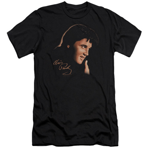 Elvis Presley Warm Portrait Premuim Canvas Adult Slim Fit 30/1 T-Shirt Black