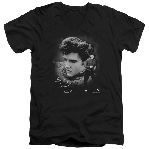 Elvis Presley Sweater Adult V-Neck T-Shirt Black