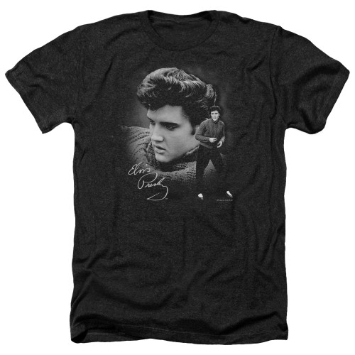 Elvis Presley Sweater Adult Heather T-Shirt Black