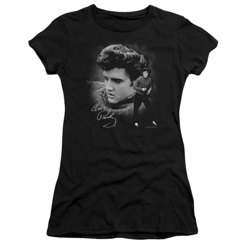 Elvis Presley Sweater Junior Women's Sheer T-Shirt Black