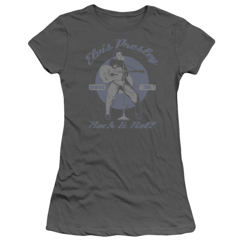Elvis Presley Rock and Roll Junior Women's Sheer T-Shirt Charcoal