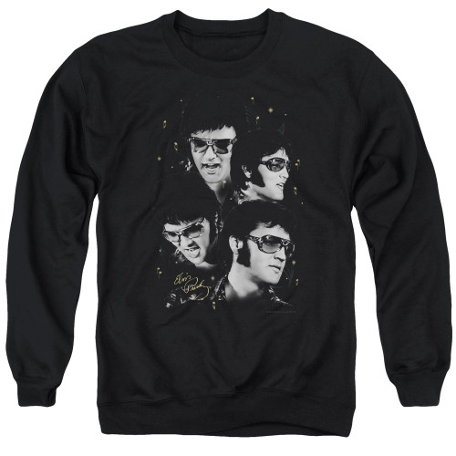Elvis Presley Faces Adult Crewneck Sweatshirt Black