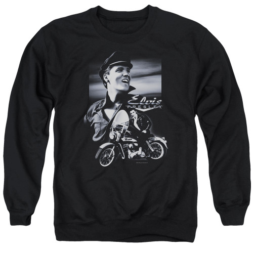 Elvis Presley Motorcycle Adult Crewneck Sweatshirt Black