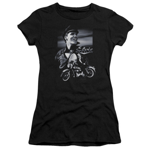 Elvis Presley Motorcycle Junior Women's Sheer T-Shirt Black