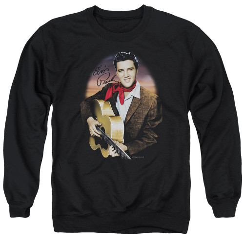 Elvis Presley Red Scarf 2 Adult Crewneck Sweatshirt Black