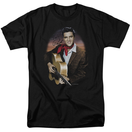 Elvis Presley Red Scarf 2 Adult 18/1 T-Shirt Black