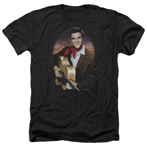Elvis Presley Red Scarf 2 Adult Heather T-Shirt Black