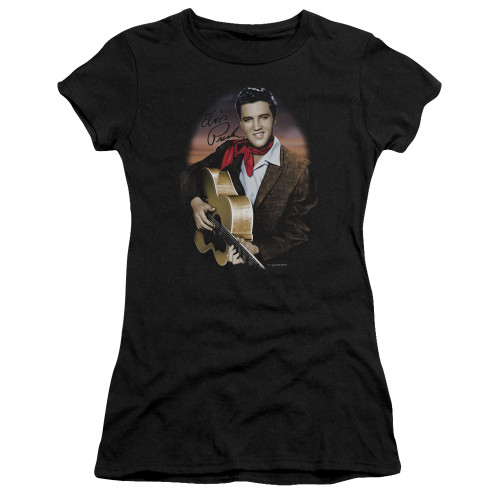 Elvis Presley Red Scarf 2 Junior Women's Sheer T-Shirt Black