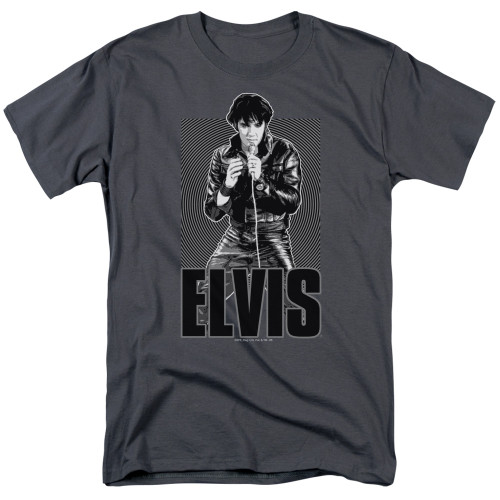 Elvis Presley Leather Adult 18/1 T-Shirt Charcoal