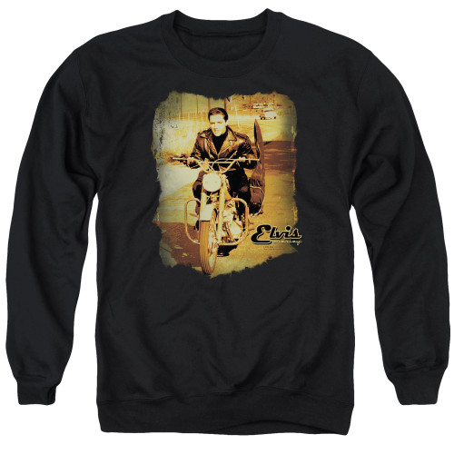Elvis Presley Hit The Road Adult Crewneck Sweatshirt Black