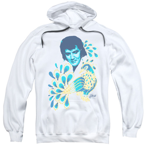 Elvis Presley Peacock Adult Pullover Hoodie Sweatshirt White