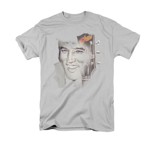 Elvis Presley Smile 2 Adult 18/1 T-Shirt Silver