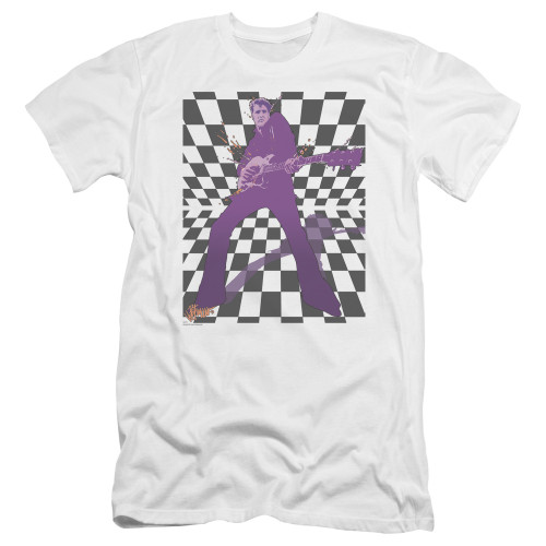 Elvis Presley Lets Rock Premuim Canvas Adult Slim Fit T-Shirt White