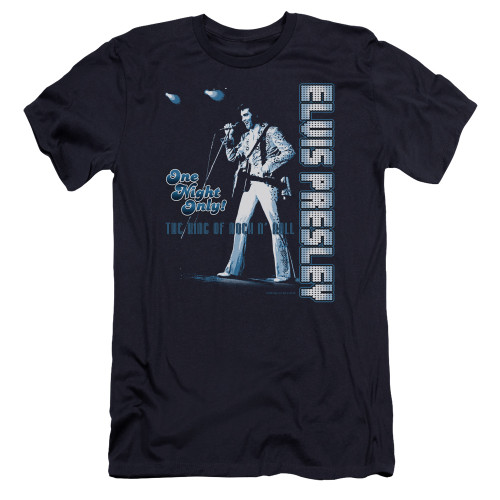 Elvis Presley One Night Only Premuim Canvas Adult Slim Fit T-Shirt Navy