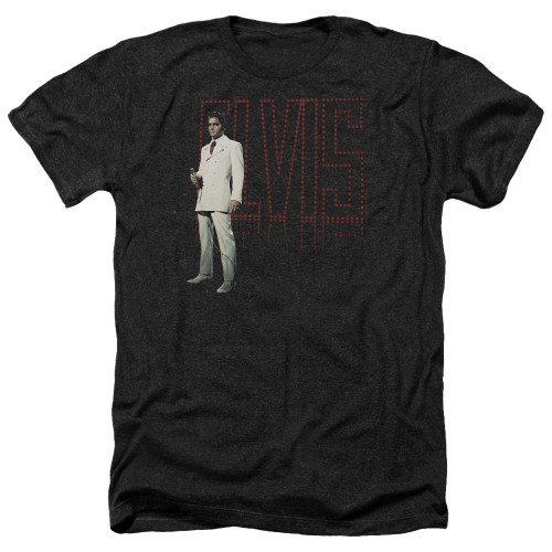 Elvis Presley White Suit Adult Heather T-Shirt Black