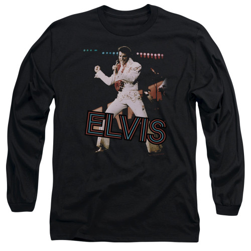 Elvis Presley Hit The Lights Adult Long Sleeve T-Shirt Black