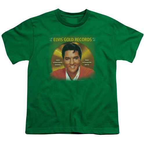 Elvis Presley Gold Records Youth T-Shirt Kelly Green