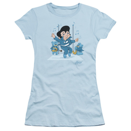 Elvis Presley Jailhouse Rocker Junior Women's Sheer T-Shirt Light Blue