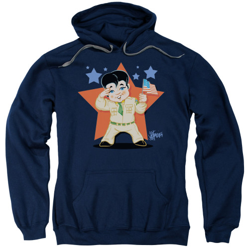 Elvis Presley Lil G I Adult Pullover Hoodie Sweatshirt Navy