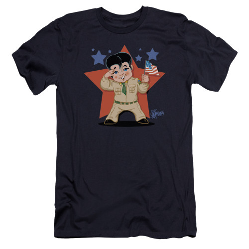 Elvis Presley Lil G I Premuim Canvas Adult Slim Fit T-Shirt Navy