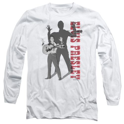 Elvis Presley Look No Hands Adult Long Sleeve T-Shirt White