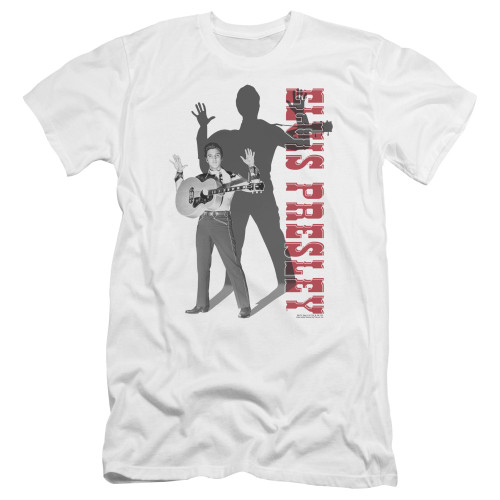 Elvis Presley Look No Hands Premuim Canvas Adult Slim Fit T-Shirt White