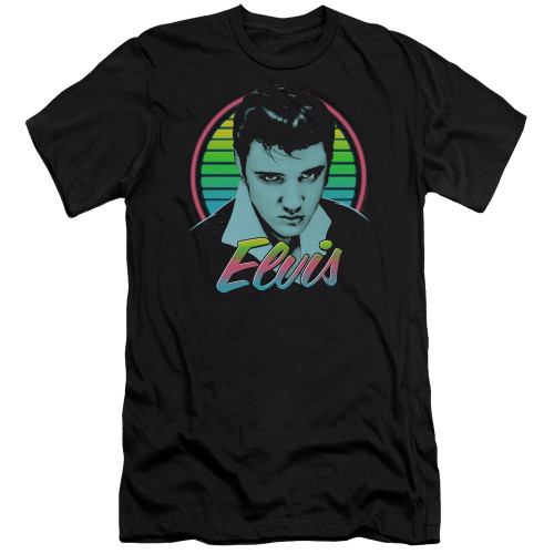 Elvis Presley Neon King Classic Premium Adult 30/1 T-Shirt Black