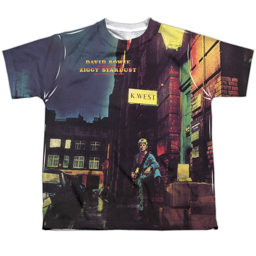 David Bowie Ziggy Star Dust (Front/Back Print) Youth Sublimated Crew T-Shirt White