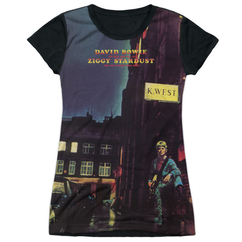 David Bowie Ziggy Star Dust Junior Women's Sublimated T-Shirt White