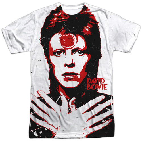 David Bowie Piercing Gaze (Front/Back Print) Adult Sublimated Crew T-Shirt White