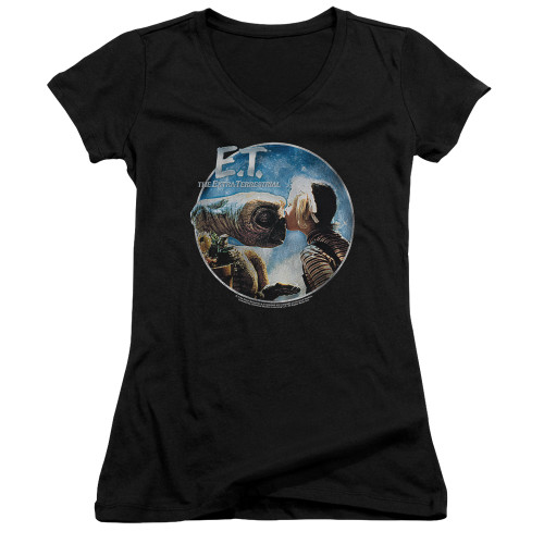 E.T. The Extra Terrestrial Gertie Kisses Junior Women's T-Shirt V-Neck Black