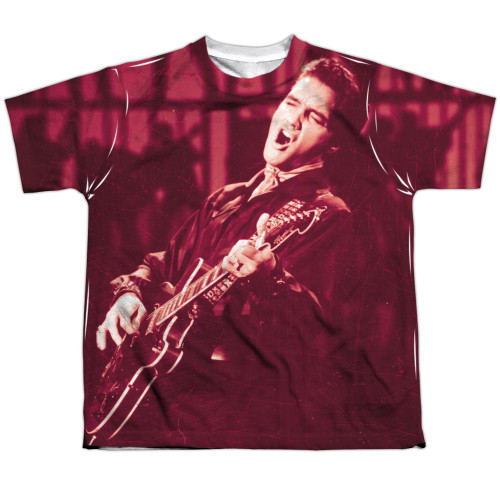 Elvis Presley Scratched 68 Youth Sublimated Crew Classic T-Shirt White