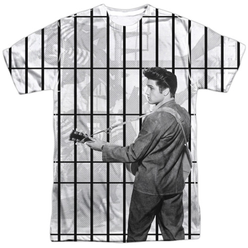 Elvis Presley Whole Cell Block (Front/Back Print) Adult Sublimated Crew T-Shirt White
