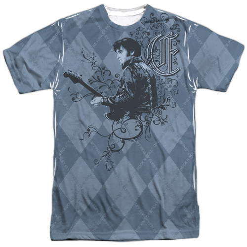 Elvis Presley Elvigyle (Front/Back Print) Adult Sublimated Crew T-Shirt White