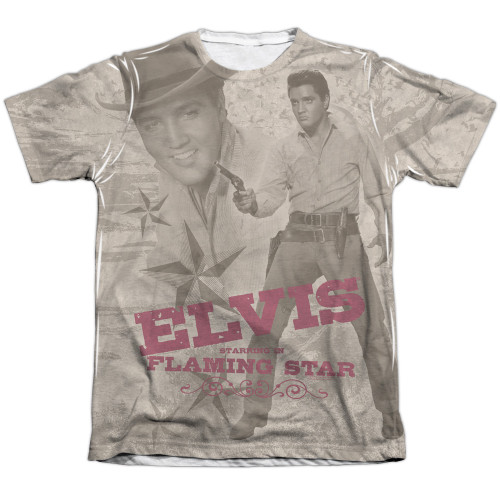 Elvis Presley Flaming Star Adult Sublimated T-Shirt White