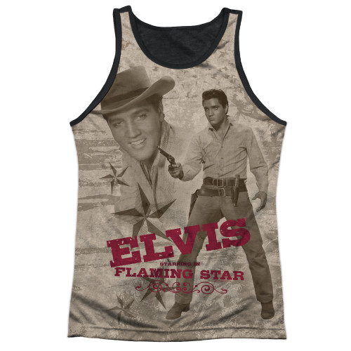 Elvis Presley Flaming Star Adult Sublimated Tank Top T-Shirt White/Black